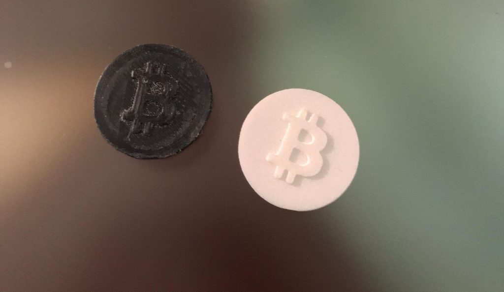 3D printed cryptocurrency bitcoin logo