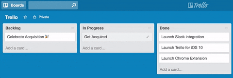 Animation showing Trello's free tier product.