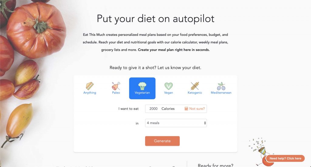 Eatthismuch — a free product that helps people plan their meals